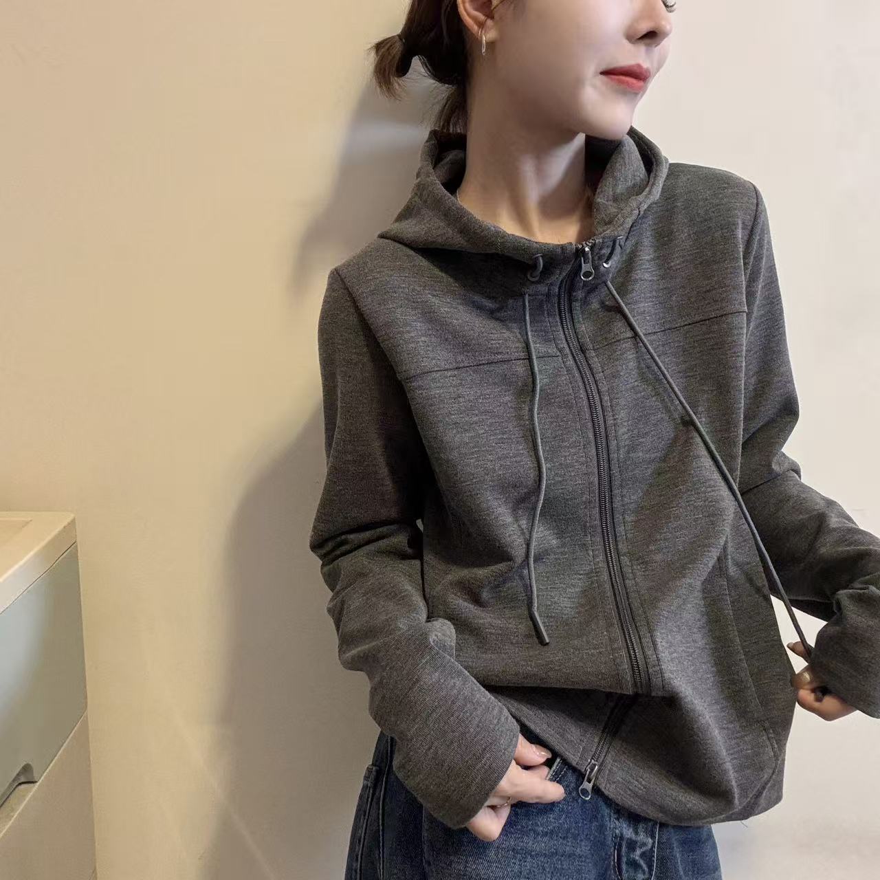 抽绳宽松休闲百搭卫衣帽衫女潮