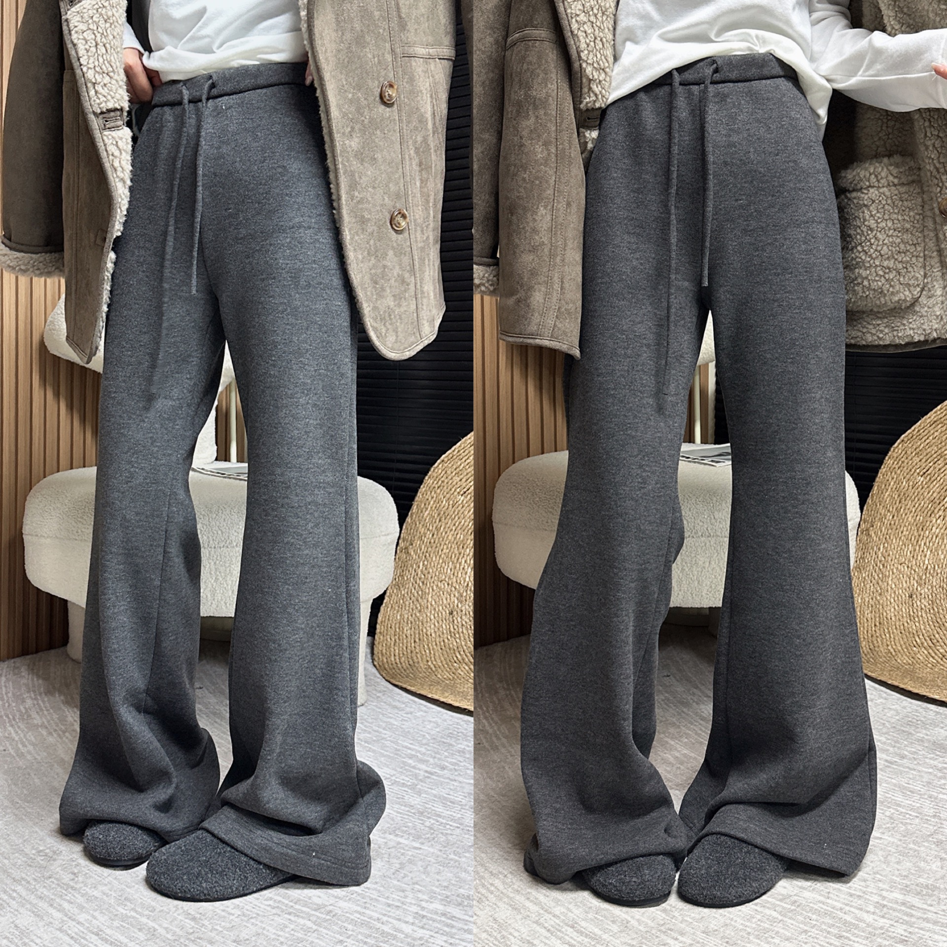 叭裤百搭显瘦大长腿灰色女裤潮