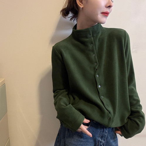 加厚德绒糖果色长袖T恤打底上衣