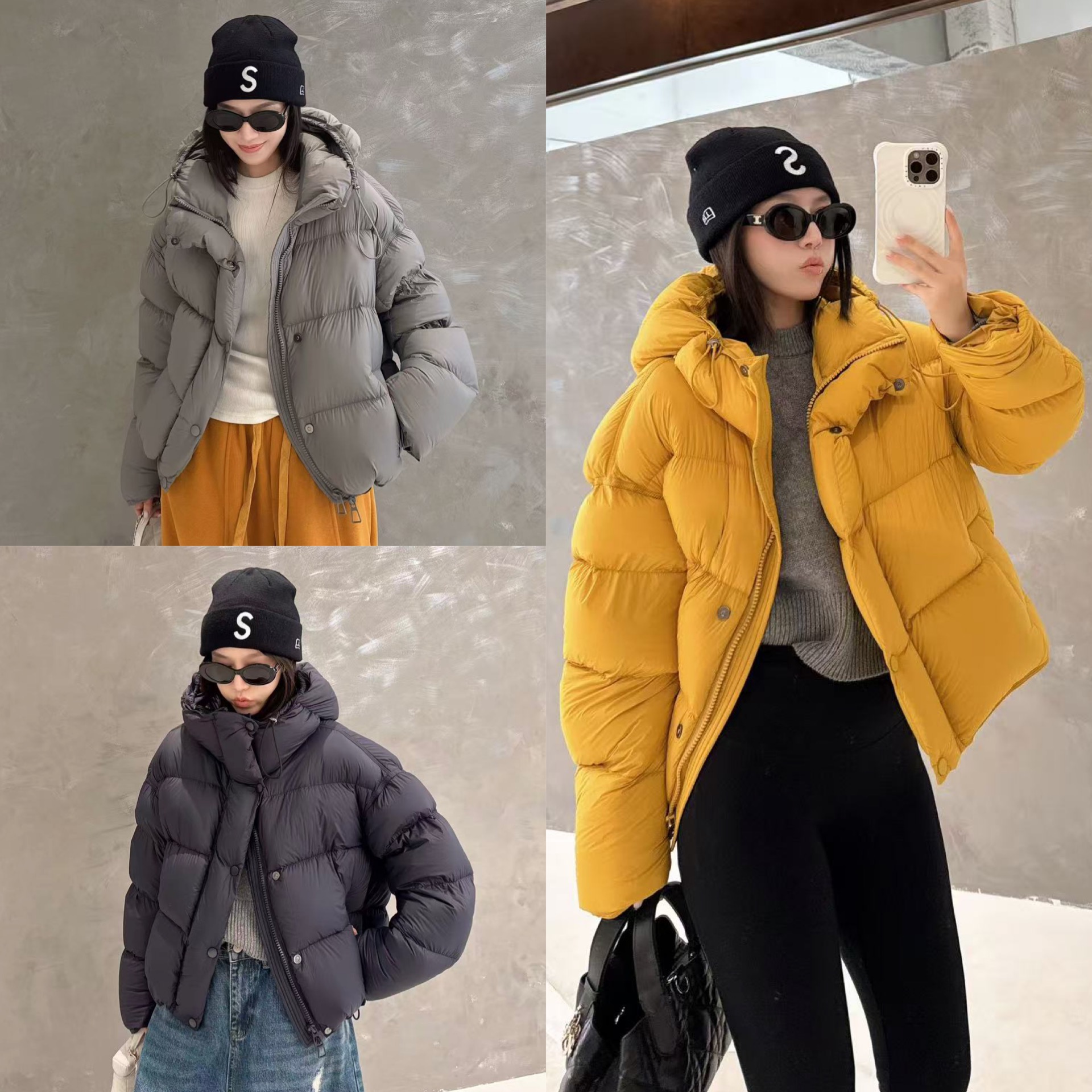 欧洲站2025冬季时尚立领连帽蓬松感短款时髦肯豆净版鹅绒羽绒服潮