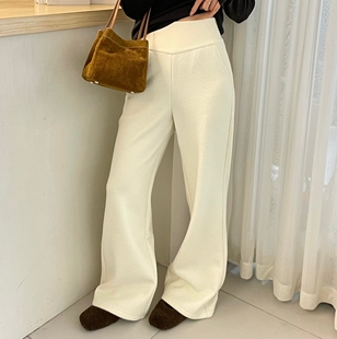 加厚绒桑蚕丝长裤 显瘦加绒休闲裤 女潮 高腰收腹净版 欧洲站2025冬季