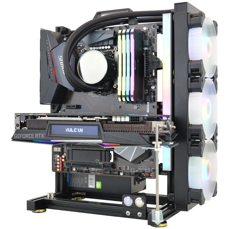 开放式电脑机箱风冷/水冷游戏机架DIY创意铝材框架电竞台式机箱LH_虎窝淘