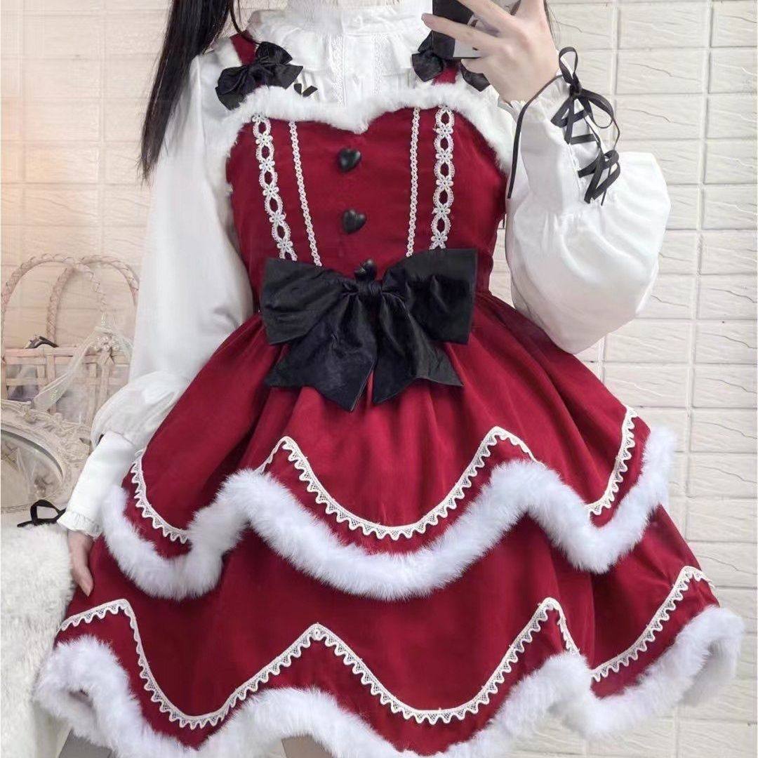 ABC套装/单件日系学生女新年圣诞节蛋糕吊带连衣裙+软妹衬衫两件,女装/女士精品,时尚套装,淘宝优惠券,粉丝福利购,淘宝优惠卷