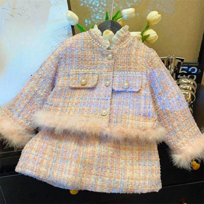 ABC2024冬季新款女童气质小香风加绒套装宝宝珍珠粗花呢洋气裙两,童装/婴儿装/亲子装,儿童运动套装,淘宝优惠券,粉丝福利购,淘宝优惠卷