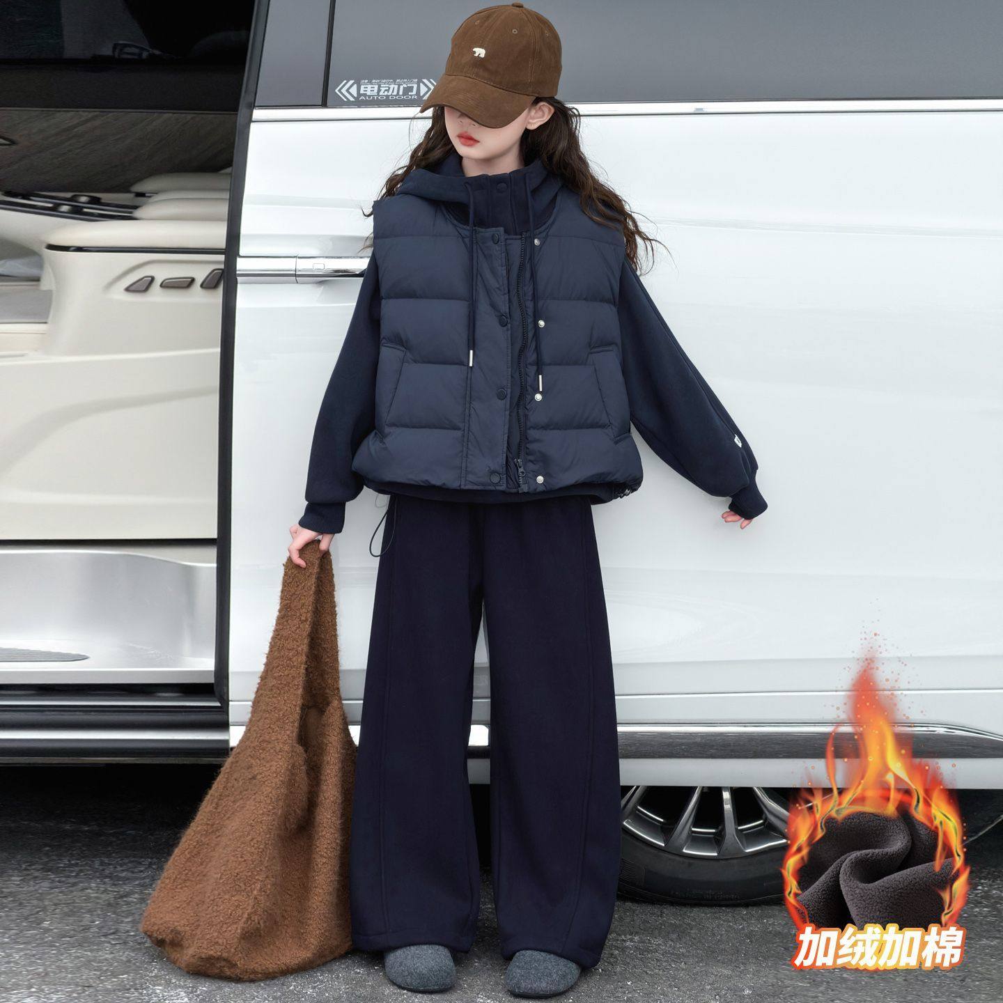 ABC女童加绒套装2025新款儿童洋气棉马甲连帽卫衣裤冬季运动服三,女装/女士精品,时尚套装,淘宝优惠券,粉丝福利购,淘宝优惠卷