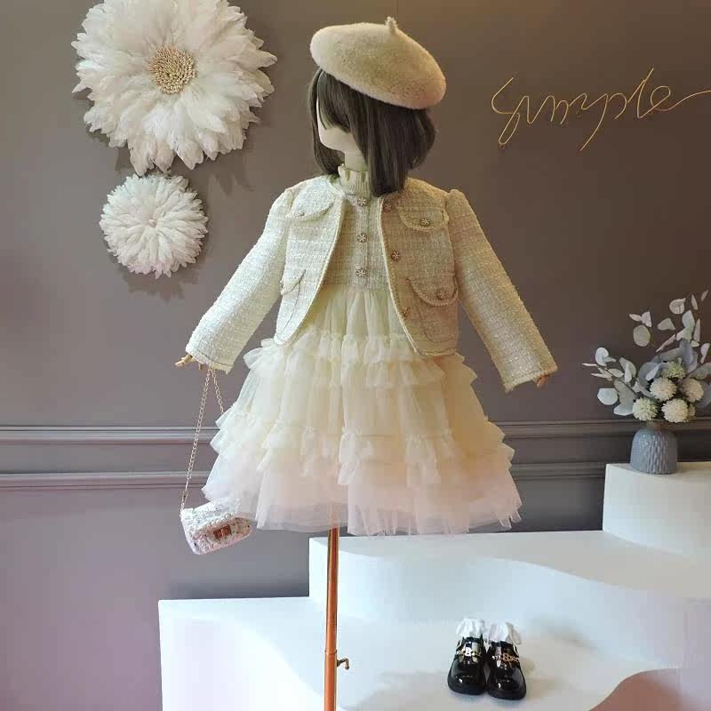 ABC粗花呢小香风俩件套 2025秋女童休闲名媛气质外套蛋糕背心裙套,童装/婴儿装/亲子装,儿童运动套装,淘宝优惠券,粉丝福利购,淘宝优惠卷