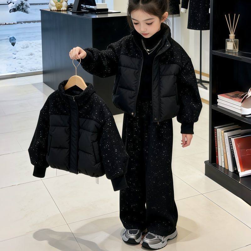 ABC女童冬季棉衣套装新款外套筒裤两件套满天星短款棉服,童装/婴儿装/亲子装,儿童运动套装,淘宝优惠券,粉丝福利购,淘宝优惠卷