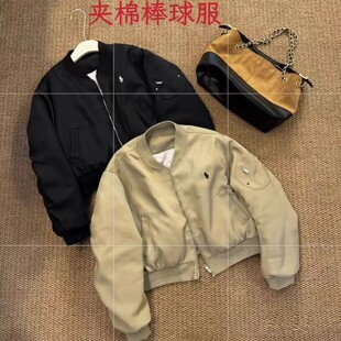 欧洲站2025秋季新款韩版夹棉立领刺绣小马短款棒球服外套女夹克潮