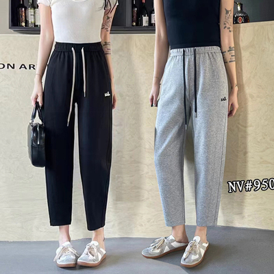 高弹空气棉九分哈伦裤女