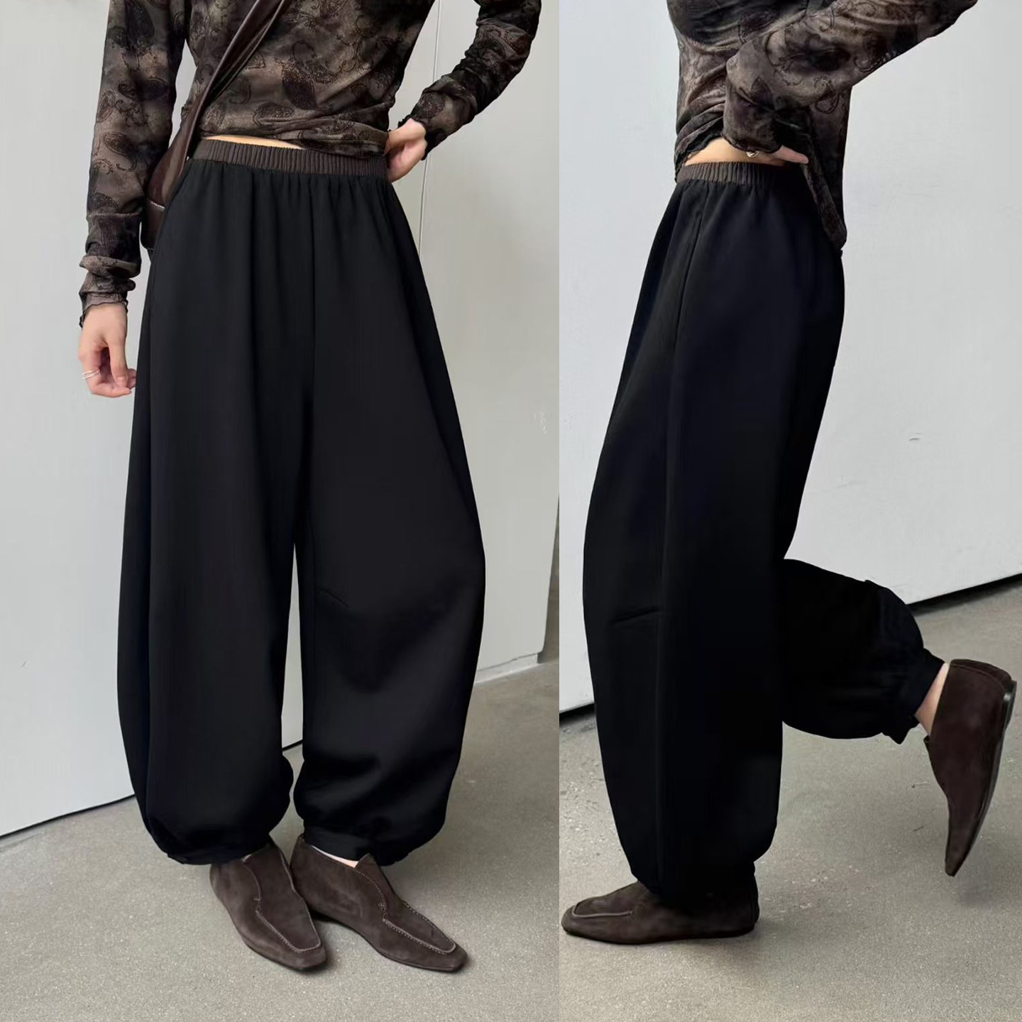 秋冬新款休闲奶奶裤女高腰大码