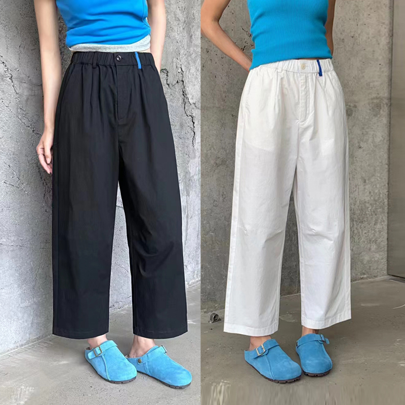 夏季新款九分休闲直筒裤女冰凉