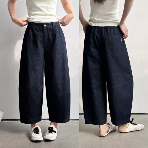 桐桐佳春季九分牛仔微弯刀裤女