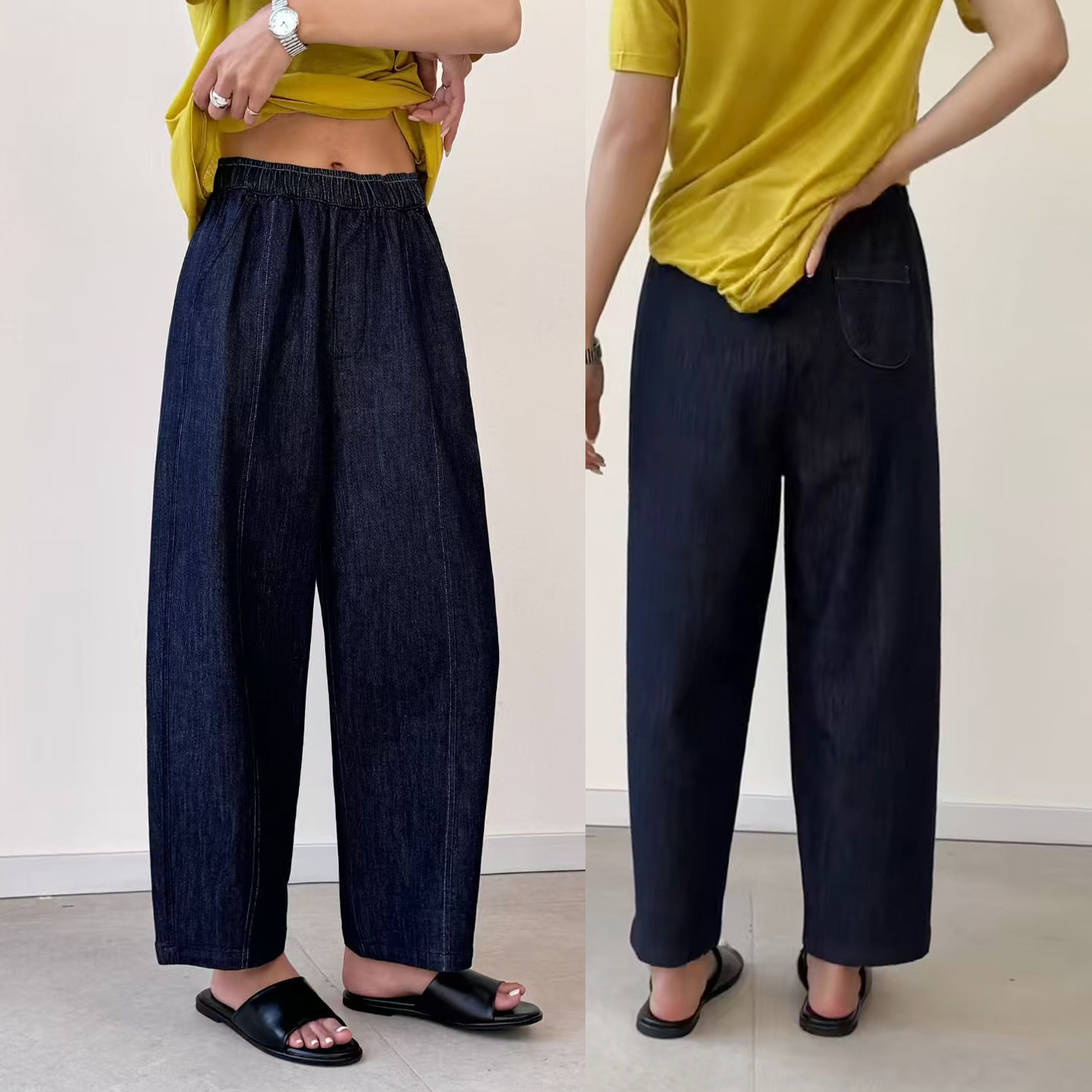 桐桐佳春季新款九分牛仔直筒裤丹宁兰防脱色弹力大码法棍裤TT963