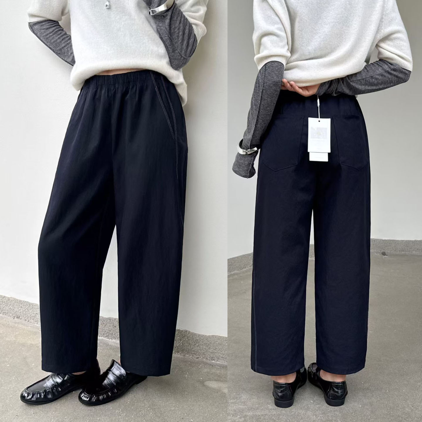秋季九分休闲哈伦裤女高腰宽松