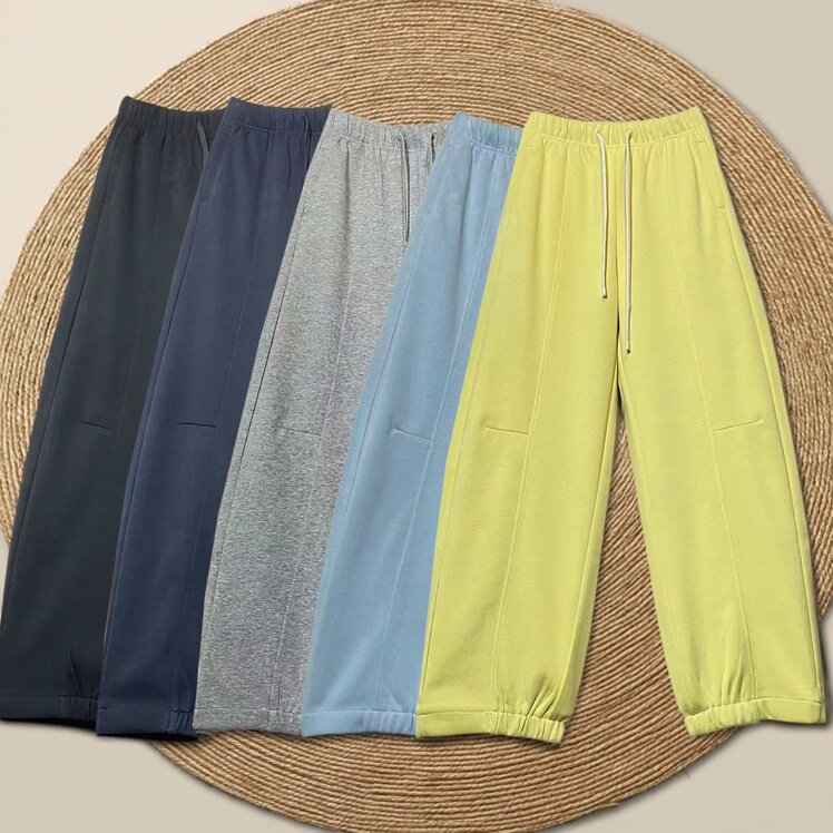 桐桐佳~春款弹力休闲半收脚口卫裤女松紧腰糖果色窄版阔腿裤86121