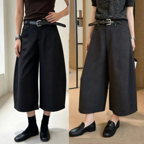 秋冬八分休闲阔腿裤女高腰百搭