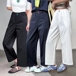 休闲百搭女裤 显瘦烟管裤 简谜2530 高腰大码 桐桐佳夏弹力九分直筒裤