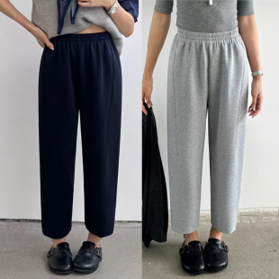 2588 梨形身材显瘦黑色萝卜裤 简谜秋冬高弹皮马棉九分哈伦裤 女大码