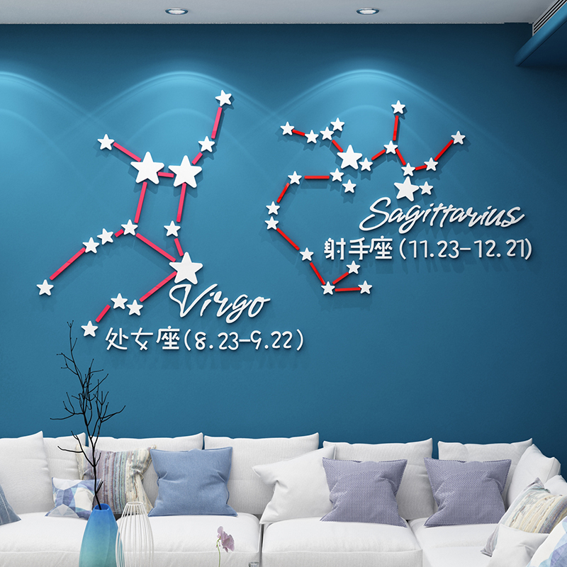 星座贴纸卧室装饰品小房间布置床头电视背景客厅墙面网红改造ins 家居饰品 软装墙贴 原图主图