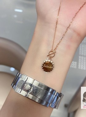 香港六福代购18k玫瑰金beloved圆币OT链黄金项链 情人礼物推荐