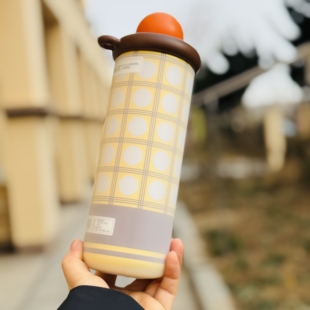 硅胶杯套世大家星球7cm保温杯复古格纹550ml吸管杯防滑耐磨保护套