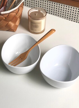 简约陶瓷碗家用饭碗汤碗沙拉碗白色餐具水果碗咖啡店餐厅大厂订单