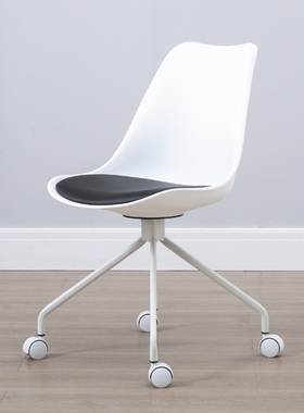 家用白色简约ins电脑椅懒人时尚书桌椅办公滑轮靠背学生美容椅子