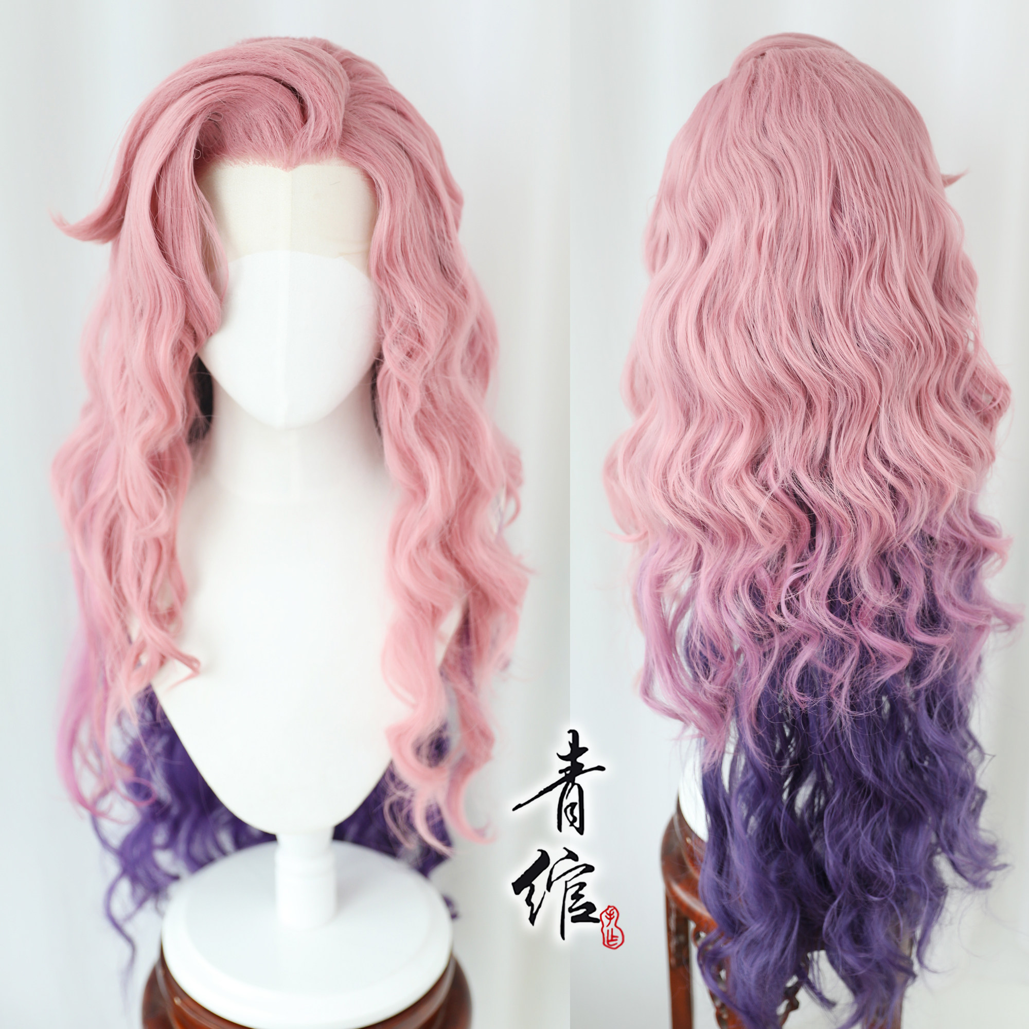 青绾 英雄lol 萨勒芬妮 前蕾丝手勾拼色渐变假发其他角色来图定制