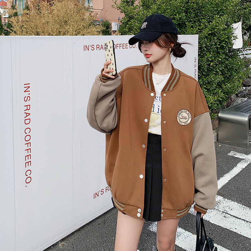 美式复古学院风棒球服女