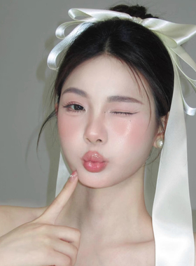 超仙白色缎面蝴蝶结飘带发夹女