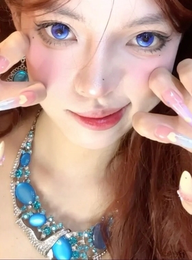 宫廷复古风蓝色皓石水晶项链女