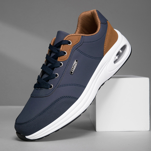 大码男鞋2025新款皮面运动鞋男士休闲气垫跑步软底旅游波鞋子男款