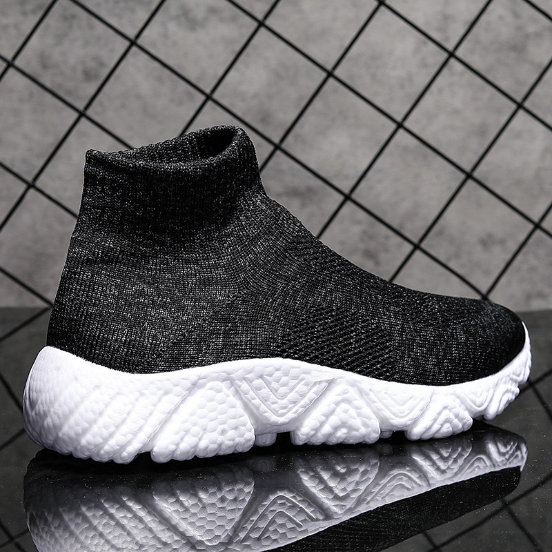 清仓处理一脚蹬弹力袜子鞋男高帮夏季运动飞织针织袜鞋男鞋大码46