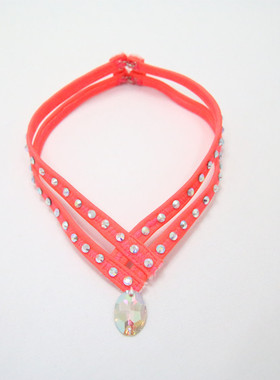 玫瑰舞99热销橘色烫钻拉丁舞颈饰 橙色交谊配饰PS1036水滴钻