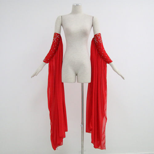 玫瑰舞99中国红摩登雪纺莱卡定做