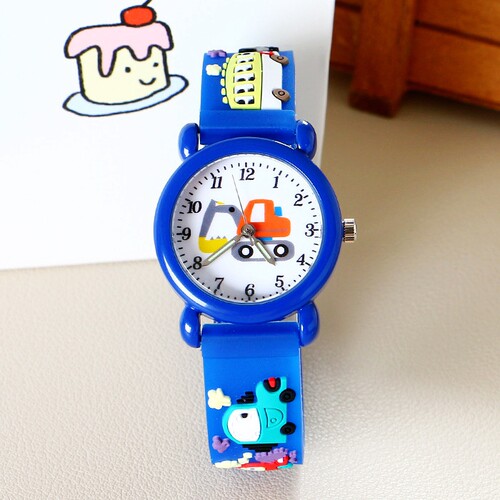 儿童校巴士挖掘机手表幼儿园宝宝电子表男生女孩童卡通益智玩具表