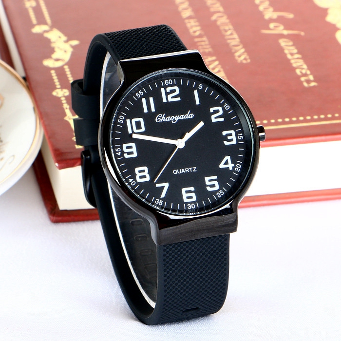 男士橡胶带手表高中学生青少年潮流初中生考试防水中考电子石英表