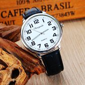 老人加大号表盘清晰大数字中老年人用皮带手表石英防水电子男士 表