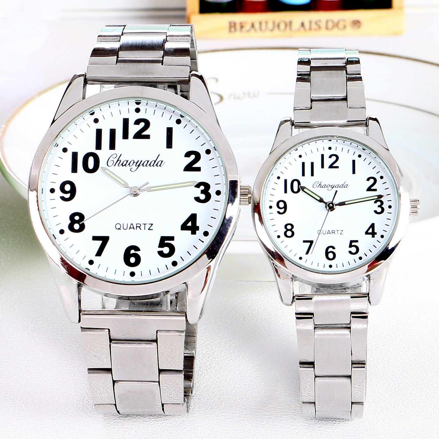 钢带老人手表男女士中老年人