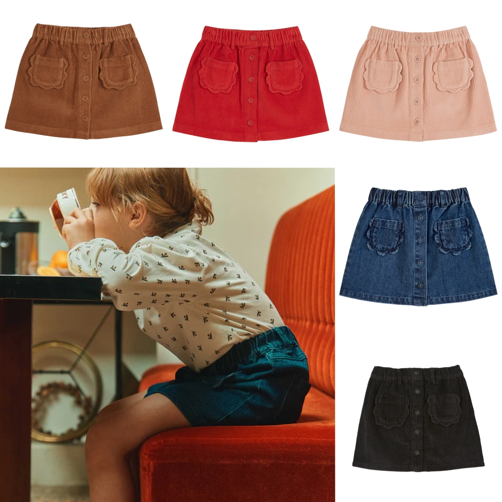 【Joanna麻麻】Emile et ida 23aw秋冬女童宝宝灯芯绒花边半裙