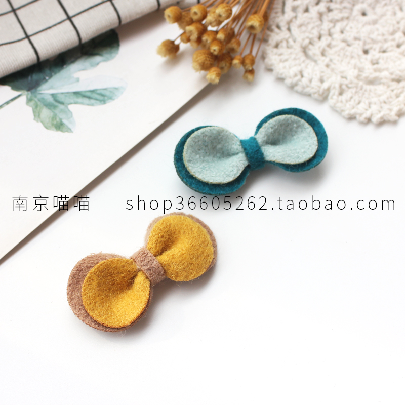 双层羊毛撞色儿童绒布发夹