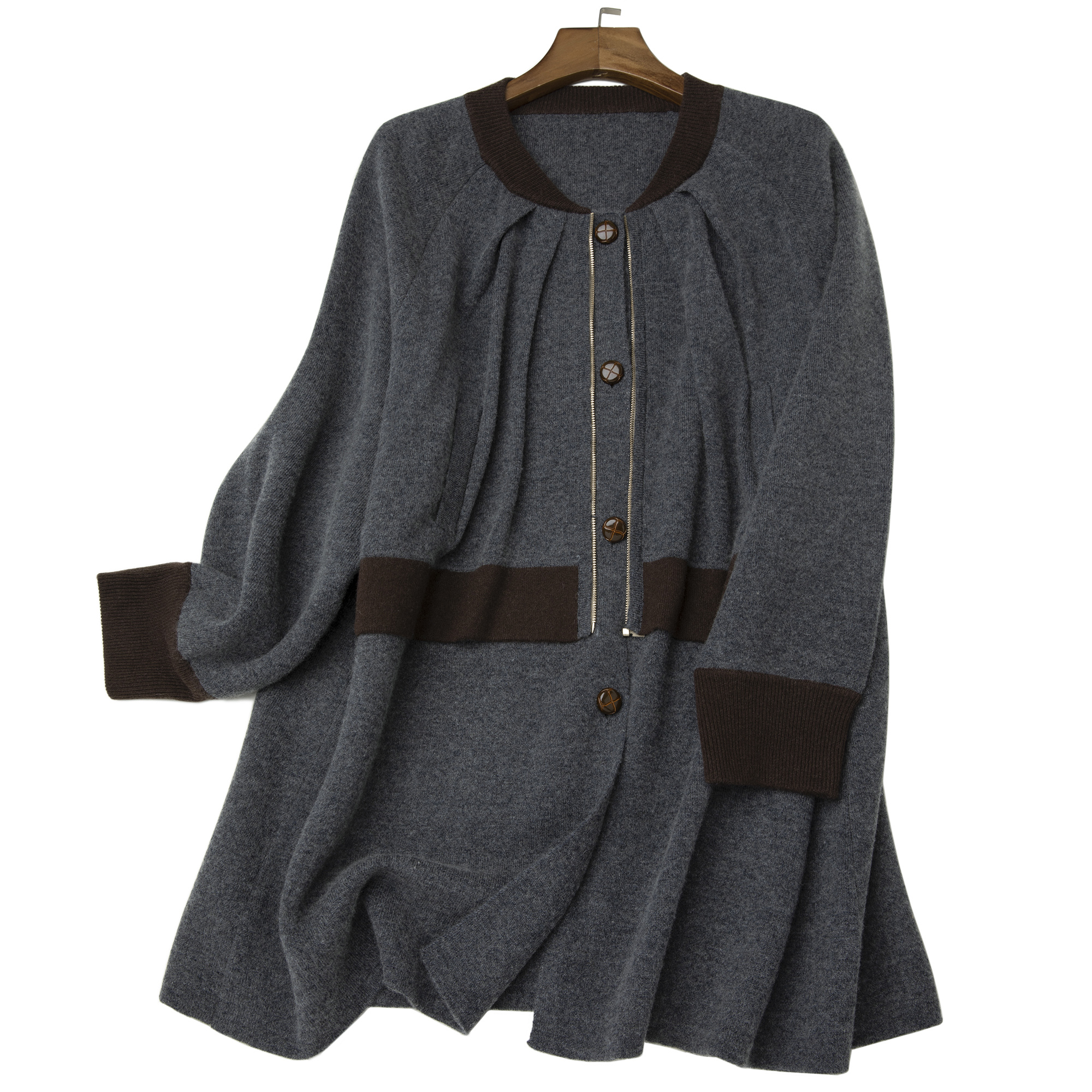 LEMAER乐玛尔 法单100%CASHMERE“打破常规“ 拼色个性羊绒大衣