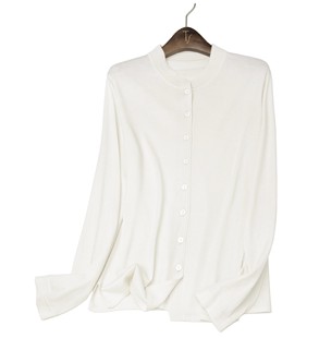 LEMAER乐玛尔 法单CASHMERE&SILK单排扣设计老钱风真丝羊绒开衫