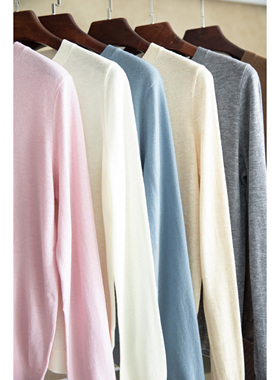 LEMAER乐玛尔 法单100%WOOL纯色圆领针织保暖超细美丽诺羊毛衫