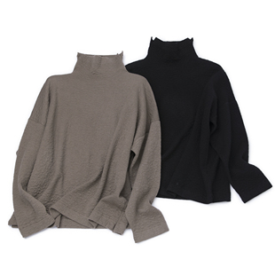 LEMAER乐玛尔 波纹空气层加厚一体中高领设计加厚精纺羊绒打底