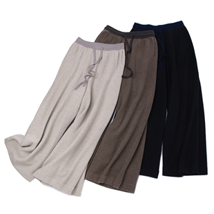 LEMAER乐玛尔 国外订单新型纱线精纺68支3针加厚羊绒休闲微阔腿裤