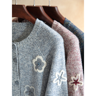 LEMAER乐玛尔 法单100%CASHMERE「触」重工手工绣花 花纱羊绒衫