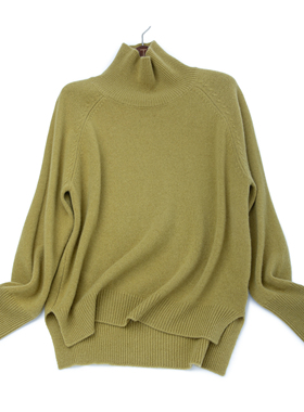 LEMAER乐玛尔 法单100%CASHMERE重磅山羊绒高领前短后长女羊绒衫