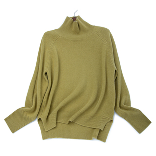 LEMAER乐玛尔 法单100%CASHMERE重磅山羊绒高领前短后长女羊绒衫