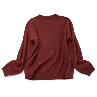 羊绒衫 LEMAER乐玛尔 法单100%CASHMERE休闲风圆领珍珠点缀女长袖